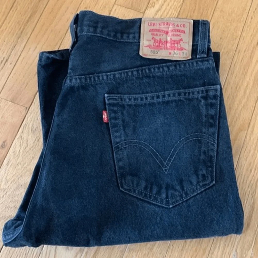 Levi's 505 Black Jeans Vintage Regular Fit mens‎ size 36 x 34